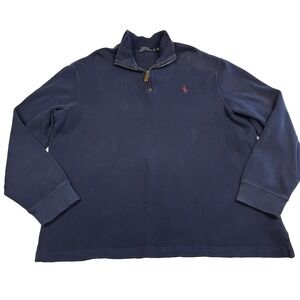 Polo Ralph Lauren Quarter Zip Sweater‎ Men's Size XL Long Sleeve Pullover Blue